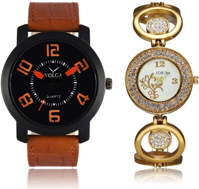 Volga VL20LR204 New Exclusive Collection Leather-Metal Diamond Studed Strap-Belt Mens Watches Best Offer Combo Watch  - For Boys   Watches  (Volga)