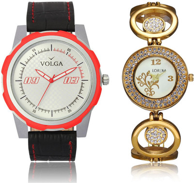 

Volga VL42LR204 New Exclusive Collection Leather-Metal Diamond Studed Strap-Belt Mens Watches Best Offer Combo Watch - For Boys