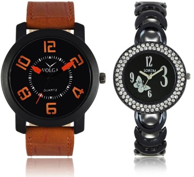 Volga VL20LR201 New Exclusive Collection Leather-Metal Diamond Studed Strap-Belt Mens Watches Best Offer Combo Watch  - For Boys   Watches  (Volga)