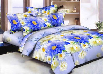 

Astra Polycotton Double King 3D Printed Bedsheet(Pack of 1, Blue)