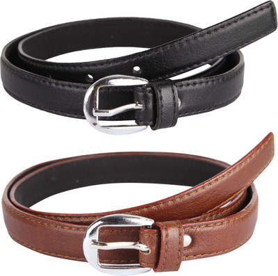 

HT Collections Women Casual, Evening, Formal, Party Black, Brown Artificial Leather Belt, Black;tan