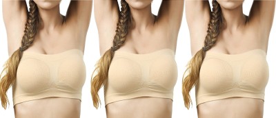 Shoppy villa Women Bandeau/Tube Non Padded Bra(Beige)