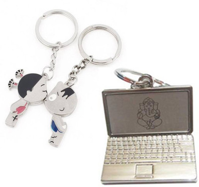 

MGP Fashoin Metallic Silver Couple Romentic Gift With Laptop Key Chain No. 299 Key Chain(Multicolor)