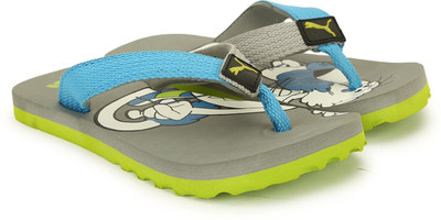 

Puma Boys & Girls Slip On Slipper Flip Flop(Grey, Cloisonne-lime punch