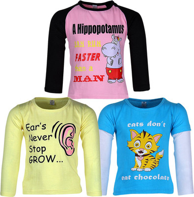 

Gkidz Girls Casual Cotton Top(Multicolor, Pack of 3