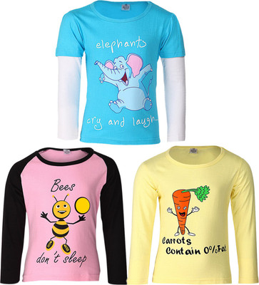 

Gkidz Girls Casual Cotton Top(Multicolor, Pack of 3, Pink