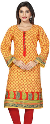 

ALC Creations Women's Printed Straight Kurta(Yellow, Red), Red;yellow