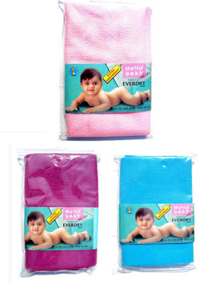 

Hello Baby Extra Absorbent Natural Quick Dry Waterproof Bed Protector -Sky Blue Medium, Pink & Purple Small combo(Multicolor)