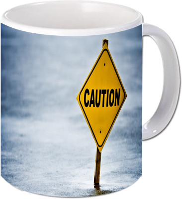 

Maison N Mode Caution Coffee Ceramic Mug(330 ml), Multicolor