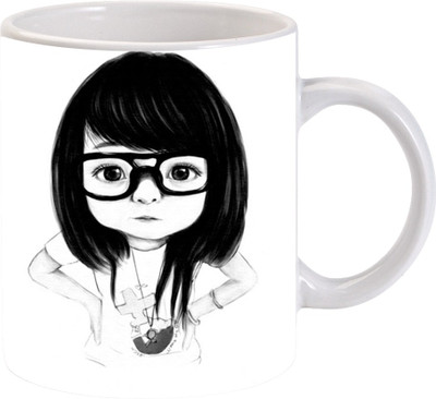 

Maison N Mode Studius Girl Coffee Ceramic Mug(330 ml), Multicolor