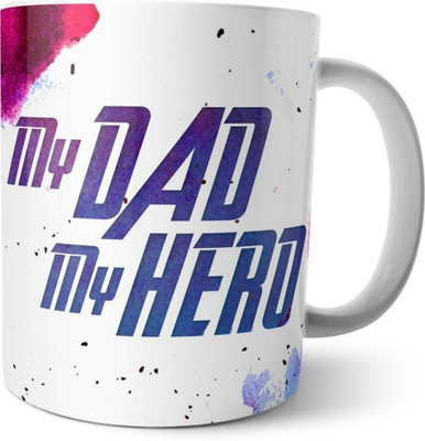 

ME&YOU Gifts for Father Dad On Father's Day Birthday Anniversary; My Dad My Hero (IDuplicate16) Printed Ceramic Mug(325 ml), Multicolor