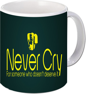 

Maison N Mode Never Cry Coffee Ceramic Mug(330 ml), Multicolor