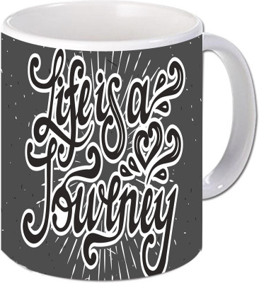 

Maison N Mode Life Is A Journey Coffee Ceramic Mug(330 ml), Multicolor