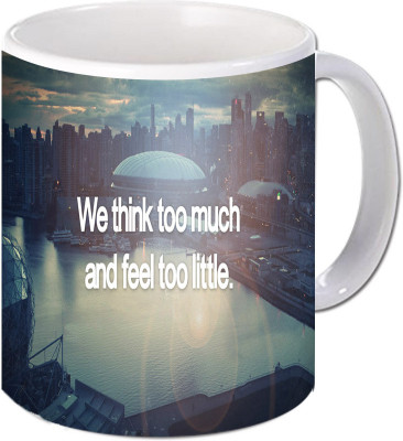 

Maison N Mode We Think Too Much Coffee Ceramic Mug(330 ml), Multicolor