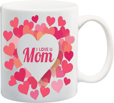 

ME&YOU Gift for Mother Mum On Mother's Day Anniversary Birthday; I Love You Mom (IDuplicate04) Printed Ceramic Mug(325 ml), Multicolor