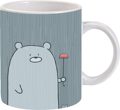 

Maison N Mode Rainy Cartoon Coffee Ceramic Mug(330 ml), Multicolor