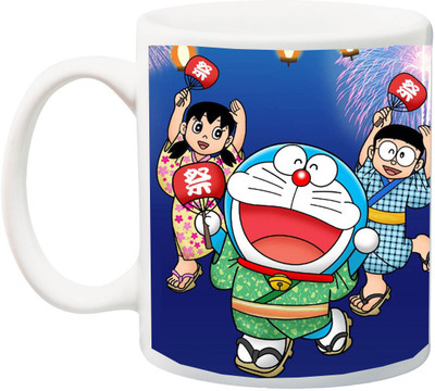 

Stylotrendz Doraemon Diwali Print Ceramic Mug(325 ml), White