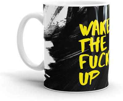 

Chaapkhana Wake up Designer White Ceramic Coffee Ceramic Mug(0.35 ml)
