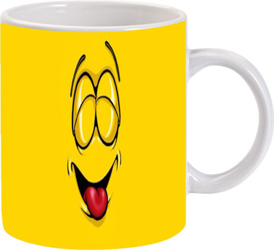 

Maison N Mode Yellow Smiley Cartoon Coffee mug Ceramic Mug(330 ml), Multicolor