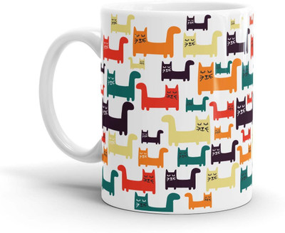 

Chaapkhana Cute Cats Designer White Ceramic Coffee Ceramic Mug(0.35 ml)