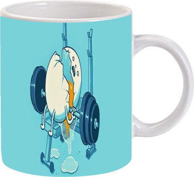 

Maison N Mode Cartoon Weight lifting Coffee Ceramic Mug(330 ml), Multicolor