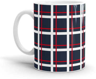 

Chaapkhana Checks Pattern Designer White Ceramic Coffee Ceramic Mug(0.35 ml)