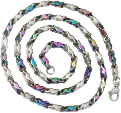 Men Style Dual Tone S Shpe Italian Link Necklace 19 Inch Long Sterling Silver Plated Stainless Steel Chain available at flipkart for Rs.399
