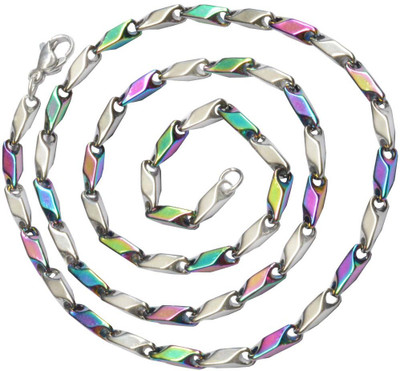 Men Style Dual Tone 2mm Wheat Pattern Italian Link Necklace 19 Inch Long SCh008015 Sterling Silver Plated Stainless Steel Chain available at flipkart for Rs.349