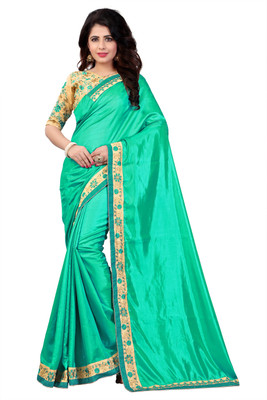 3SIX5 Embroidered Bollywood Pure Silk Saree(Green)
