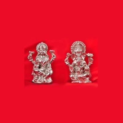 Future Point Pvt.Ltd. Laxmi Ganesh-Parad (Mercury) Decorative Showpiece  -  3.5 cm(Metal, Silver)