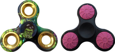 

S.Blaze FREE 3 Arm Pink Rounded Black Fidget Spinner with Green Hulk Fidget Spinner Toy for Kids & Adults(Multicolor)