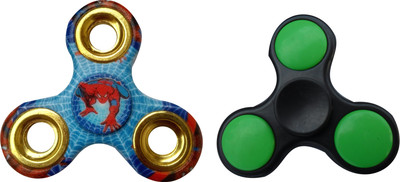 

S.Blaze FREE 3 Arm Green Rounded Black Fidget Spinner with Blue Spiderman Fidget Spinner Toy for Kids & Adults(Multicolor)