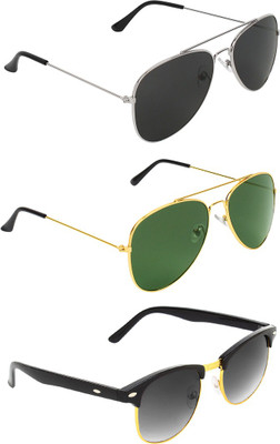 ABNER Aviator, Aviator, Clubmaster Sunglasses(For Men & Women, Black, Green, Black) ABNER Aviator, Aviator, Clubmaster Sunglasses(For Men & Women, Black, Green, Black)