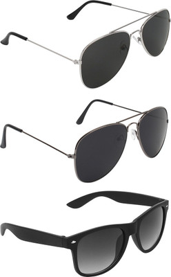 ABNER Aviator, Aviator, Wayfarer Sunglasses(For Men & Women, Black, Black, Black) ABNER Aviator, Aviator, Wayfarer Sunglasses(For Men & Women, Black, Black, Black)