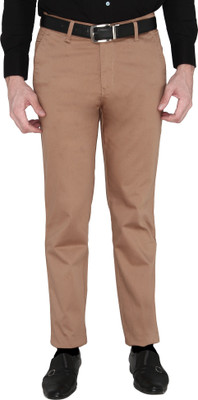 Zido Slim Fit Men Brown Trousers Zido Slim Fit Men Brown Trousers