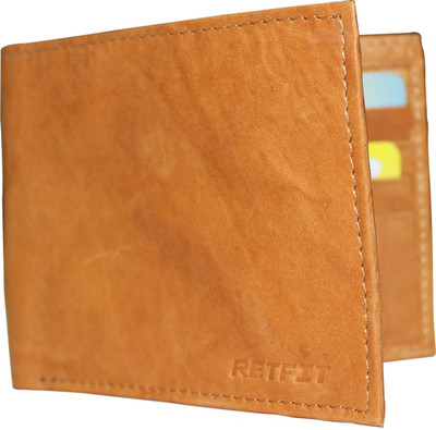 

Retfit Men Tan Genuine Leather Wallet(8 Card Slots)
