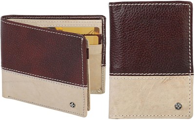 JL Collections Men Maroon, Beige Genuine Leather Wallet(12 Card Slots, Pack of 2)