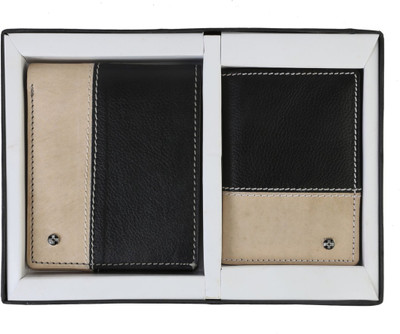 

JL Collections Men Black, Beige Genuine Leather Wallet(12 Card Slots)