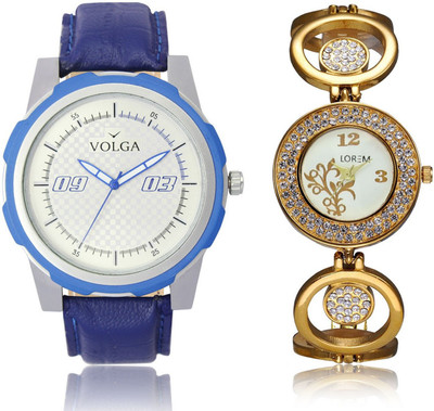 

Volga VL41LR204 New Exclusive Collection Leather-Metal Diamond Studed Strap-Belt Mens Watches Best Offer Combo Watch - For Boys