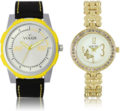 

Volga VL43LR203 New Exclusive Collection Leather-Metal Diamond Studed Strap-Belt Mens Watches Best Offer Combo Watch - For Boys