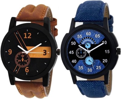 ReniSales NEW STYLISH BOYS SPORTS BROWN BLUE LEATHER BELT WATCH COLLECTION COMBO WATCH Watch  - For Boys   Watches  (ReniSales)
