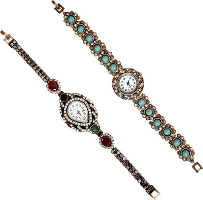 

Mansiyaorange O-COMBOWATCH01-2PCS Jewel Bracelet Series Watch - For Women