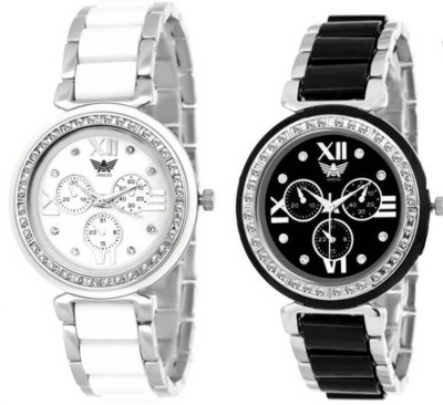 Abrexo Abx-703SLVWHT-703BLKSLV-Ladies Unique Studded Design Modest Series Watch  - For Women   Watches  (Abrexo)