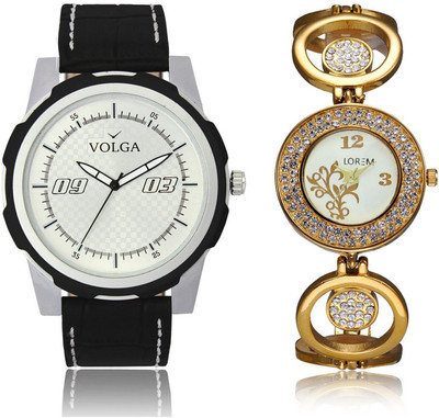

Volga VL40LR204 New Exclusive Collection Leather-Metal Diamond Studed Strap-Belt Mens Watches Best Offer Combo Watch - For Boys