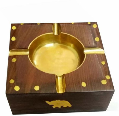 Craft Art India Brown Wood Ashtray(Pack of 1)