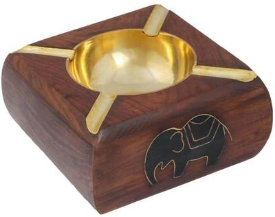 

Craft Art India Elephant Design Table Top Decorative Wooden Table Top for Cigarette / Cigar etc. Brown Wood Ashtray(Pack of 1)