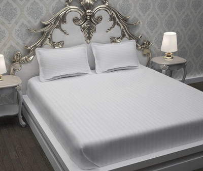 DIVINE CASA 200 TC Satin Double King Striped Bedsheet(1 Bedsheets, 2 Pillow Covers, White) DIVINE CASA 200 TC Satin Double King Striped Bedsheet(1 Bedsheets, 2 Pillow Covers, White)