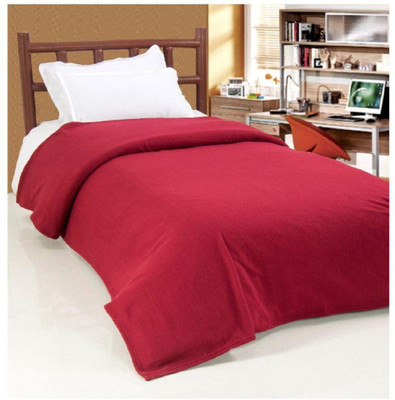 VELLORA Solid Single Fleece Blanket(Polyester, Maroon)