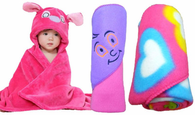 

BRANDONN Animal  Hooded Baby Blanket(Polyester, Multicolor