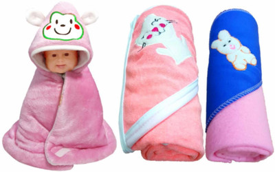 

BRANDONN Animal  Hooded Baby Blanket(Fur, Pink